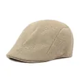 Classic beige mesh breathable flat cap for men with stylish woven texture design - M (56-58cm) / Khaki