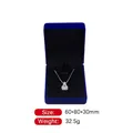 Blue velvet pendant box for jewelry with silver square necklace measuring 60x80x30mm - Outer Blue Inner Black