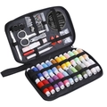 Portable 10-piece black sewing kit with 18 colorful threads and stainless steel tools - 90-Piece Set
