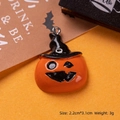 Halloween pumpkin with black witch hat resin pendant, 2.2x3.1cm DIY jewelry charm - Pointed Hat Pumpkin