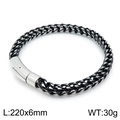 Minimalistische 6mm roestvrijstalen geweven armband met veersluiting lengte 220mm - Zilveren Tarweketting (KB139772-KFC)