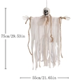 Halloween hängendes weißes Skelett-Gespenst mit zerfetzter Gaze, Höhe 75cm für Dekoration - Hanfseil Kleiner Hängender Geist / Weiß
