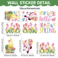 Frühlings-Fensteraufkleber Set mit 38 bunten Zwergen-, Blumen- und Schmetterling-Motiven - Frühlings Gnom Schmetterling Stil (UV26Y80096S_T) / Klebeaufkleber