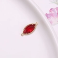 Gold-plated marquise connector with faceted red crystal for DIY jewelry making - Red