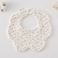 Floral pattern petal-shaped cotton baby bib with snap button for newborns - Gauze Flower Scarf - Vintage Floral Print