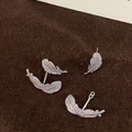 Orecchini a foglia placcati in argento con zirconi con design piumato unico - Stile Combinazione Piuma d'Argento