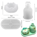 3-piece resin silicone mold set for lotus candle holder, striped vase, and oval tray - Lotus + Vase + Tray Set