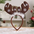 Christmas reindeer antler headband with brown felt, white snowflakes and gold bells - Christmas Headband (Khaki Antlers)