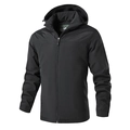 Men's black hooded windbreaker jacket with waterproof fabric and fleece lining - M / Black