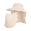 Beige outdoor sun hat with detachable face cover and neck flap for full protection - Beige