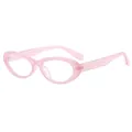 Retro cat-eye glasses frame in translucent pink with silver heart studs, model C5 - Pink