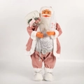 Charming pink velvet Santa Claus figurine with white gift bag and mini Christmas tree - 60CM