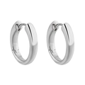Minimalist S925 sterling silver geometric huggie hoop earrings in polished finish - 12mm / White Gold