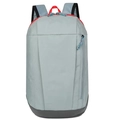Light grey outdoor backpack with deep grey base and vibrant red zipper accents - Bean Green