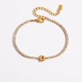 18K gold plated stainless steel bracelet with letter D pendant and zircon inlay - Letter D (JDB0305011-D)