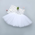 White multi-layer tulle tutu skirt with satin waistband for girls hair accessory set - White Plain Mesh Tutu Skirt