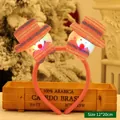 Pink Christmas LED headband with glowing snowman toppers and sequin hats for holiday parties - S3-6 Striped Cloth LED Snowman Double Headband