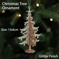 Silver and bronze glitter Christmas tree hanging ornament with 13cm height dimension - Christmas Tree