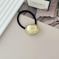 Minimalist elastic hair tie with polished gold geometric metal charm on a black band - Style C Light Gold