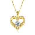 S925 silver gold-plated double heart necklace with 1.2ct moissanite and pave zircons - 925 Silver / K Yellow Gold Plated (Pendant With Chain)