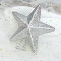 Christmas tree topper star with sparkling silver glitter finish and metal spiral base - Silver Tree Top Star 20CM