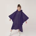 Reusable dark purple EVA rain poncho with hood and side buttons for kids outdoor travel - Kids One Size / Purple Poncho (Kids)