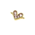 Macro shot of gold heart connector with pink zircon micro-pave for DIY jewelry making - Pink Connector
