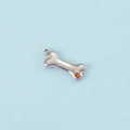 Silver dog bone pendant with orange zircon inlay for DIY jewelry and earrings - Steel Color November