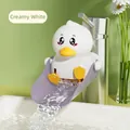 Cute duck faucet extender in creamy white for children to wash hands safely - Skateboard Duck / Cream White