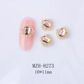 Gros plan sur cristal à ongles octogonal rose avec bord doré, taille 10x11mm décoration - 10*11mm Rose Base Dorée (8273)