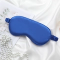 Soft blue faux silk sleep mask with elastic strap on elegant white fabric background - Royal Blue Eye Mask