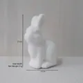 Cute white flocked Easter rabbit figurine with soft fuzzy texture 21cm height - White (Height 21cm)