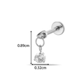 Silver G23 titanium labret stud with a clear round gem pendant and size markings - Round Dangle Style (T2555-8) / Silver