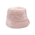 Detalle de gorro de pana rosa que muestra la suave textura acanalada y costuras de calidad - M (56-58cm) / Rosa