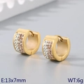 Vergoldete Creolen mit weißen und champagnerfarbenen Zirkonia, Größe 13x7 mm - Goldene Basis + Champagner & Weiße Zirkonia (KE118335-TGD)