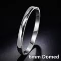 Brazalete minimalista de metal plateado pulido de 6mm con superficie abovedada brillante - 6mm Abovedado-Plata