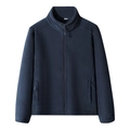 Thick polar fleece zip-up jacket in navy blue with a stand collar and zipped side pockets - M / Men's Navy Blue