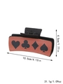 Black cowboy leather hair claw with poker suits pattern and size measurements - Black Poker Suit Style (90036)