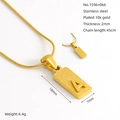 Macro view of gold stainless steel rectangular letter A pendant with dimensions 18x7mm - Gold Letter A