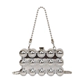 Zilveren metallic crossbodytas met 3D-bolvormige studs en spiegelende metalen ketting - Slanke Kettingriem Stijl (Stijl 2 Zilver) / Zilver