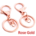 Two rose gold metal keychain sets with 30mm ring and lobster clasp for DIY accessories - Rose Gold
