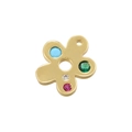 Exquisite copper five-petal flower pendant with vibrant multi-color crystals - VD1531 Gold Colorful Zirconia