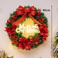 Ghirlanda natalizia 40cm con scritta Merry Christmas a LED e grande fiocco rosso - Ghirlanda con Targa a Caratteri Luminosa da 40CM