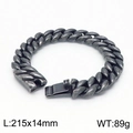 Bracciale da uomo vintage a maglia cubana in acciaio inossidabile, 215mm x 14mm - 215mmx14mm / Nero Antico