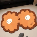 Irregular orange floral bath mat with fancy text and non-slip thick fiber texture - Orange Large Floral / 30*40cm [standard Diatomaceous Earth Wall]
