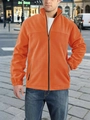 Men's bright orange polar fleece zip-up jacket with stand collar and zippered pockets - S / Orange