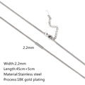 Silver stainless steel 2.2mm water wave chain with lobster clasp and extension link - Polished Link Chain / Silver