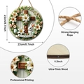 Targa porta di Pasqua in legno con croce e coniglio, decorazione rotonda da 22 cm - 22*22*0.5cm / Stile A
