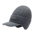 Gorro de punto gris para hombre con orejeras y forro térmico grueso para el frío invierno - Talla única / Gris