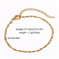 Bracelet chaîne corde torsadée en acier doré 2mm avec fermoir réglable de 15+5cm - Style Corde Torsadée 2mm